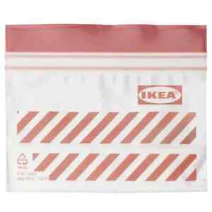 Ikea Istad stockage de nourriture refermable réutilisable 50 sacs 0,3 L rayures horizontales roses