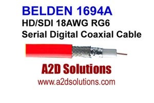 Belden 1694A - 1000' - HD/SDI 18AWG RG6 HD Digital Coaxial Cable - RED - Picture 1 of 1