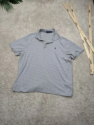 Camisa Polo Ralph Lauren Para Hombre Extra Grande Tejida Pima Elastizada Gris Rayas Moderna Foto 1 de 4
