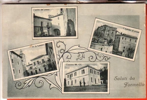 CARTOLINA FORMELLO FP VIAGGIATA 1940 SALUTI 4 VEDUTE CON CASERMA CARABINIERI - Foto 1 di 2