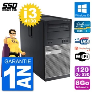 PC Tour Dell OptiPlex 9020 Intel Core i3-4130 RAM 8Go SSD 120Go Windows 10 Wifi - Photo 1/3