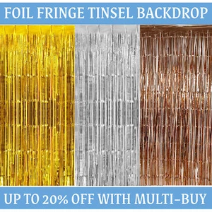 2M FOIL FRINGE TINSEL BACKDROP CURTAIN DOOR WEDDING BIRTHDAY PARTY DECORATION - Picture 1 of 37