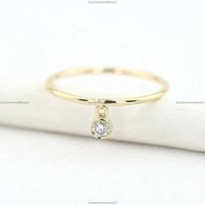0.05 Ct Diamond Dangle Band Engagement Diamond Ring 14k Gold Fine Jewelry - Picture 1 of 5