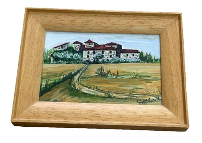 Castillo de colección ORIGINAL firmado por artista Italia Gouache Casazza Calvi Nápoles 5,5x7,5 Foto 1 de 4