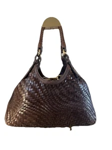 Borsa a tracolla COLE HAAN GENEVIEV triangolo pelle intrecciata hobo tote vintage con certificato di autenticità - Foto 1 di 8
