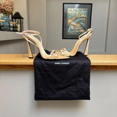 Sandalias de tacón Saint Laurent beige claro con agarre - Nuevas - Auténticas - $1100USD Foto 1 de 4