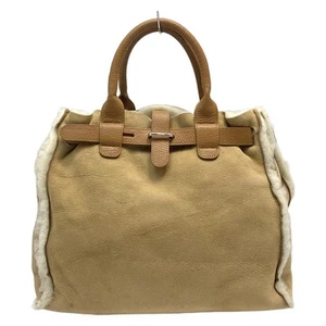 Auth FURLA - Beige Light Brown Mouton Leather Tote Bag - Picture 1 of 9