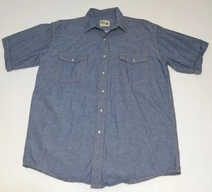 Key Mens XLR Chambray Work Shirt Short Sleeve Button Up Blue Cotton Men’s XL - Picture 1 of 4