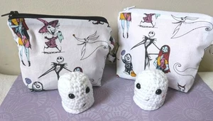 Nightmare Before Christmas Smal Zippered Pouch And Ghost lot of 2 Halloween - Picture 1 of 17