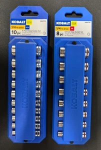 Kobalt 10 & 8pc 1/4" drive 6-point deep socket set SAE/Metric (Z-3) - Picture 1 of 4