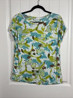 Top manga corta Austin Reed Plus multicolor seda geométrica cuello redondo XL Foto 1 de 4