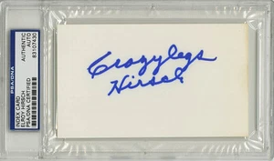 Elroy "Crazylegs" Hirsch SIGNED 3x5 Index Card (DEC) LA Rams PSA/DNA AUTOGRAPHED - Imagen 1 de 1