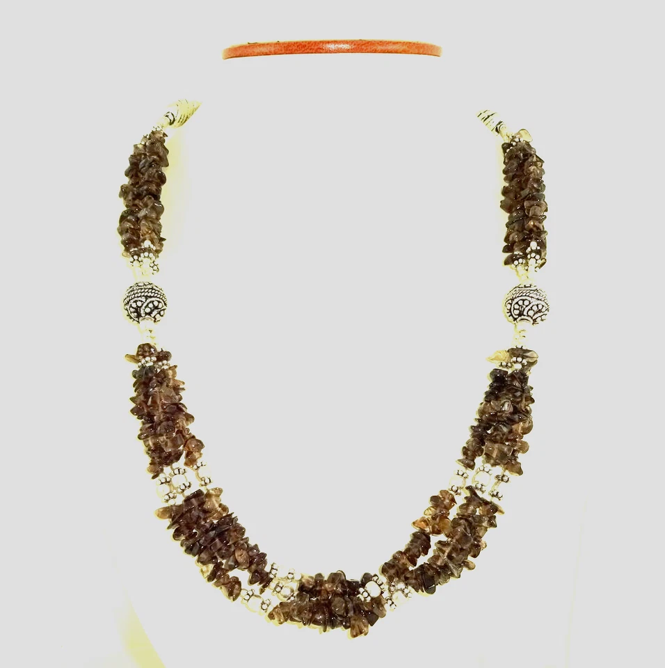 Traditional Necklace Natural Smoky Quartz Gemstone Beaded Handmade Jewelry - Image 1 of 1
