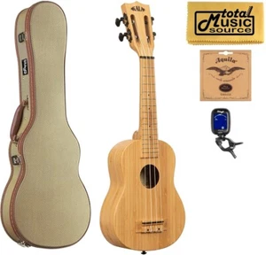 Kala KA-BMB-S All Solid Bamboo Soprano Ukulele, Tweed Case Bundle - Picture 1 of 5