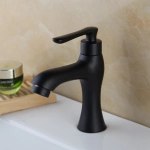 Grifo de lavabo de baño negro mate de 5,4" solo para agua fría grifos de una sola manija - Imagen 1 de 12