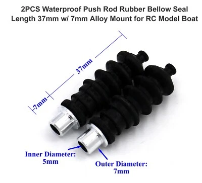 2PC Length 37mm Waterproof Push Rod Rubber Bellow Sea W/ Alloy Mount for RC Boat - Image 1 of 3