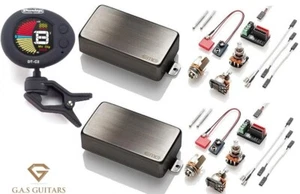 EMG 81 & 60 Brushed Chrome Active Humbucker Set Short Shaft Pots ( DT-C2 TUNER ) - Picture 1 of 1