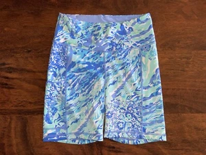 Lilly Pulitzer SMALL Luxletic Blue HEY SOLEIL WEEKENDER SHORTS Active Biker - Picture 1 of 4