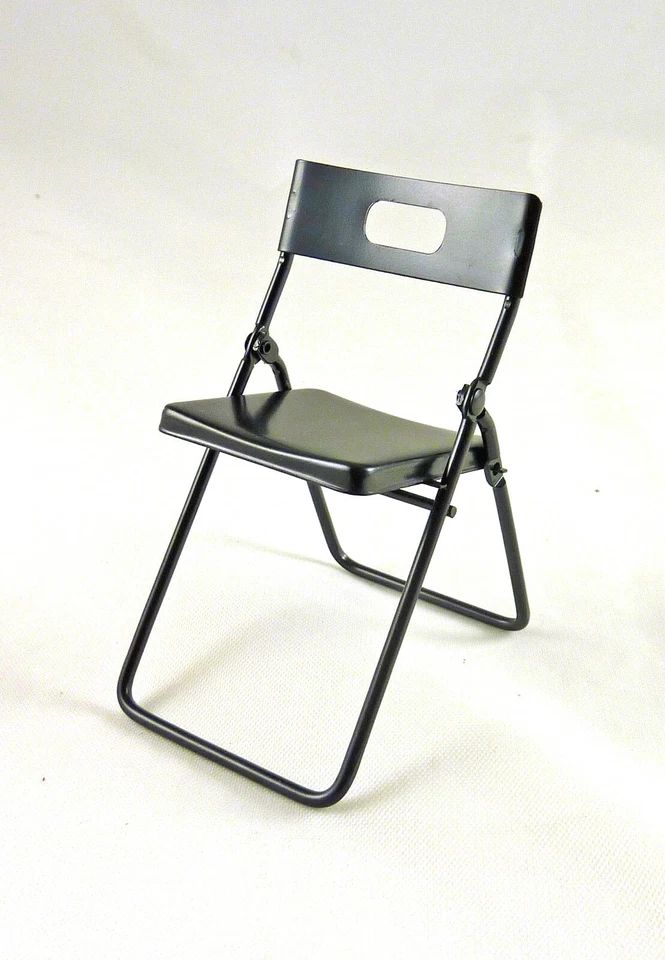 Кукольный домик миниатюрный черный металлический складной стул, T4249 - Изображение 1 из 1