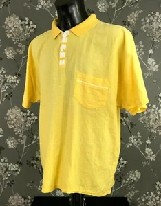 VINTAGE 80'S COTTON YELLOW POLO SHIRT. SIZE L. MADE IN FINLAND - Picture 1 of 4