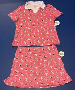 NWT Women’s Coral Bay Golf PL Tennis Pickleball Skort Shirt Set Drink Pink UPF50 - Picture 1 of 12