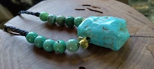Turquoise genuine from Sonora Mexico with Chrysoprase beads adjustable necklace. - Picture 1 of 21