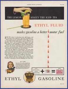 Vintage 1931 ETHYL Gasoline Gas Station Garage Ephemera Decor Print Ad 30's - Picture 1 of 1