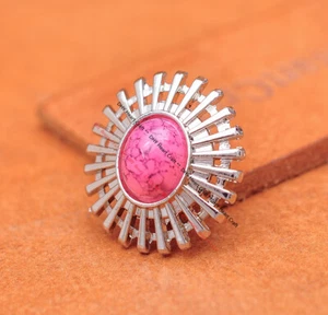 10X Trendy Pink Bead Sunburst Leathercraft Belt Western Bridle Bag Oval Concho - Picture 1 of 9
