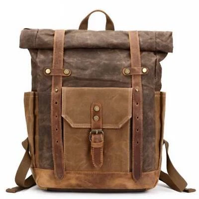Waxed Canvas with Leather Trim Expandable Backpack - Image 1 of 4