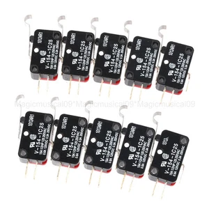 Palanca de rodillo de bisagra larga V-154-1C25 microinterruptor de CA CC 10 piezas - Imagen 1 de 4