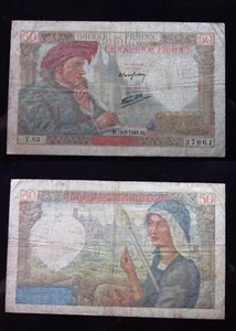 France 50 Francs 1941 h7861 P93 Banque Francaise Banknote Money - Picture 1 of 3