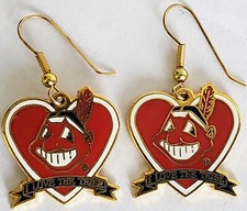 CLEVELAND INDIANS Chief Wahoo Dangle Earrings "I Love The Tribe"NWT Vintage 1996
