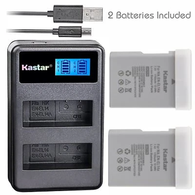 Batería Kastar 2 + Cargador Doble LCD para Nikon EN-EL14A EL14A Nikon Coolpix P7000 Foto 1 de 4