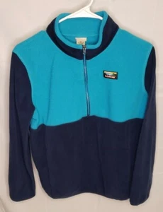 L. L. Bean Youth Size XL 18 Fleece Pullover Quarter Zip Black Turquoise - Bild 1 von 7