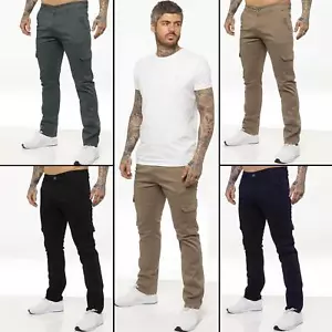 Enzo Cargo Combat Pantaloni Uomo Jeans Casual Slim Fit Cotone Elasticizzato Pantaloni da Lavoro - Foto 1 di 33