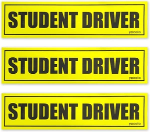 Set of 3 Reflective Student Driver Car Magnets for New Drivers - Picture 1 of 12