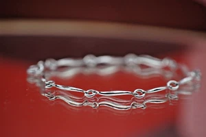Sterling Silver 925 Bracelet S Curved Panels 4.53g - Picture 1 of 7