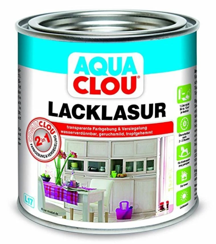 CLOU Aqua Clou Lack Lasur L17 Kastanie Braun 375ml - Bild 1 von 1