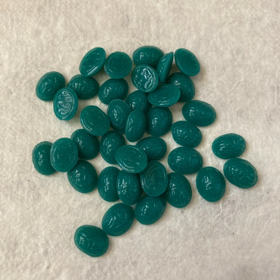 AE63 винтажные стеклянные кабошоны 10x8 мм нефритовый зеленый скарабей дизайн (36) - Изображение 1 из 1
