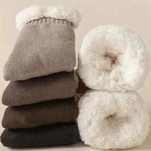 2 Pairs Men's Winter Polyester Socks Plush Thick Insulation Cold Resistant Soft - Picture 1 of 8