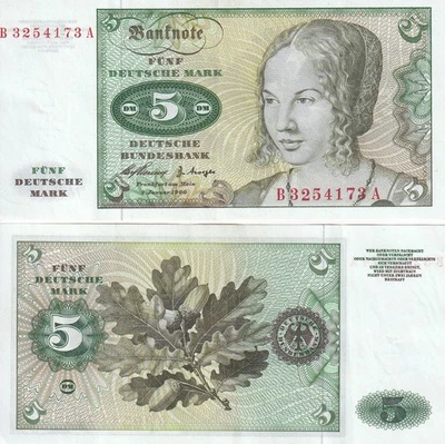 Alemania República Federal 5 marcos alemanes 1960 P 18 VF Foto 1 de 3