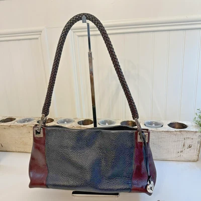 Bolsa de ombro Brighton couro Charlotte envelope preta bolsa baguete pequena vintage - Imagem 1 de 4