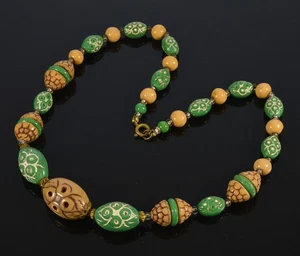 ANTIGUO COLLAR DE CUENTAS DE VIDRIO RENACIMIENTO EGIPCIO CHECO NEIGER ART DECO C.1920 - Imagen 1 de 3