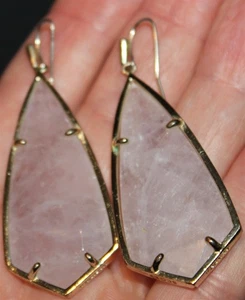 Lot#533 Flawless beautiful KENDRA SCOTT signed large rose quartz Earrings - Picture 1 of 2