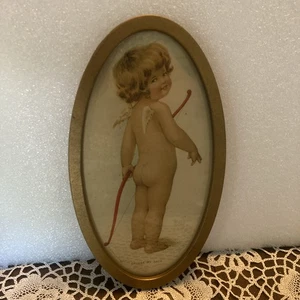 Bessie Pease Gutmann Print -"Excuse My Back" in Original Oval Frame 1930’s Litho - Picture 1 of 7