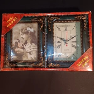 NUEVO-Para siempre Hermoso Reloj Estilo Antiguo con Marcos de Fotos (Doblado) 3"×4" - Imagen 1 de 2