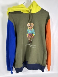 Polo Ralph Lauren Men's Bear Colorblocked Hoodie Sportsman Teddy Bear Large L - Picture 1 of 7