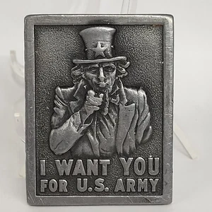 Belt Buckle Uncle Sam US Army 1976 Bergmot Brass Works Vintage - Picture 1 of 9