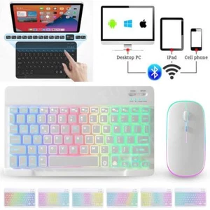 QWERTZ Bluetooth-Tastatur Maus Beleuchtet für PC iPad & Android & Windows Tablet - Bild 1 von 10