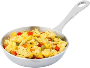 Dishwasher Safe 4-Inch Round Egg Pan - Stylish Silver Stainless Steel - Picture 1 of 4